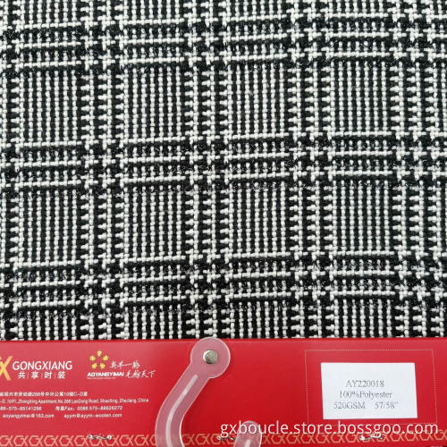 Boucle fashion plaid design with black lurex fabric